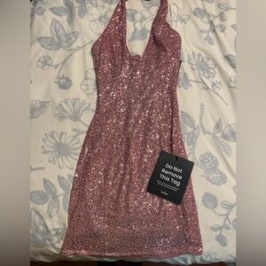 Lulu's Sparkling Pink Backless Dress